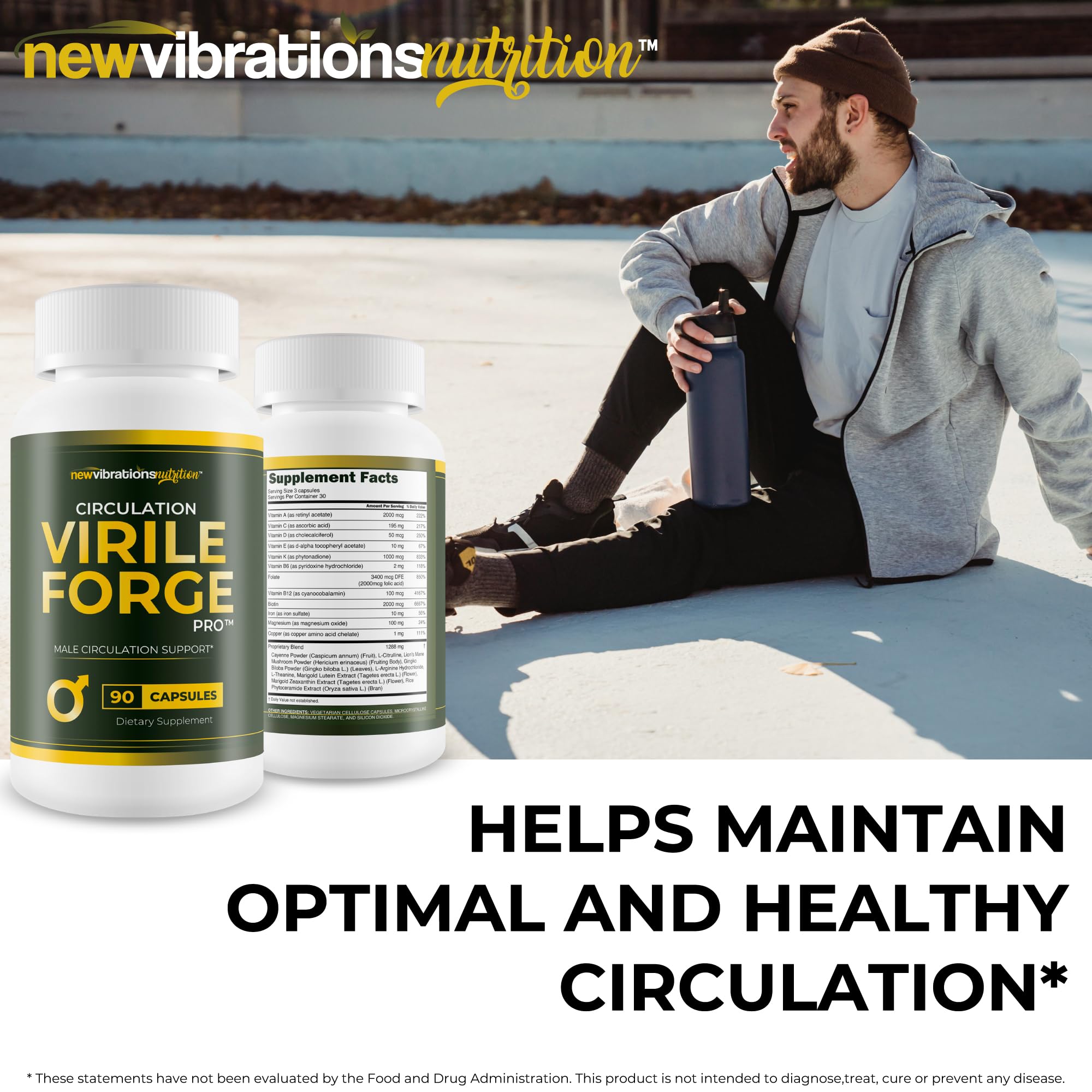 Capsules beside workout gear signaling athletic circulation support.