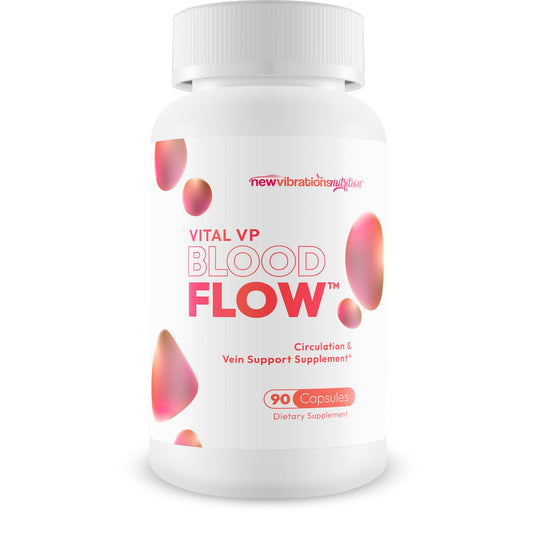 New Vibrations Nutrition Vital VP Blood Flow bottle shown for daily circulation support