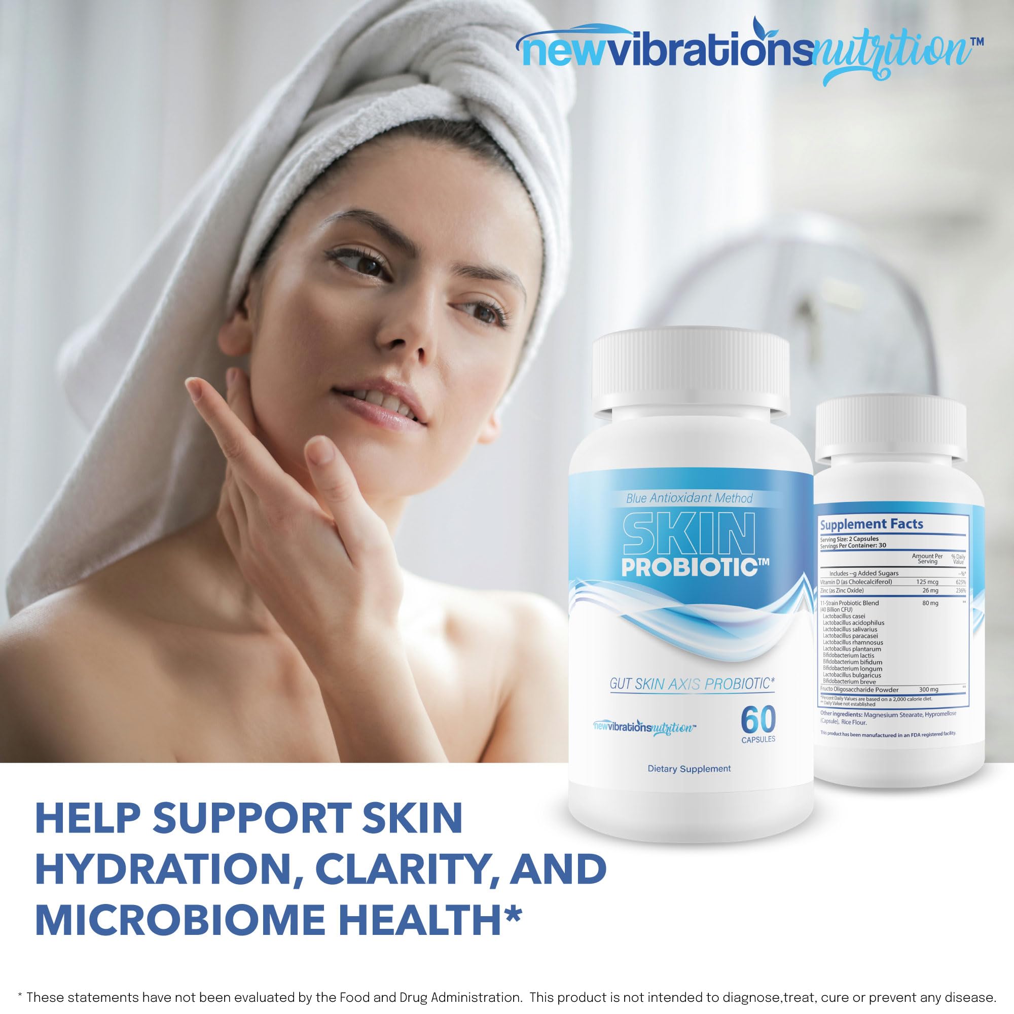 New Vibrations Nutrition Prime Biome Probiotics anti-aging capsules pouring
