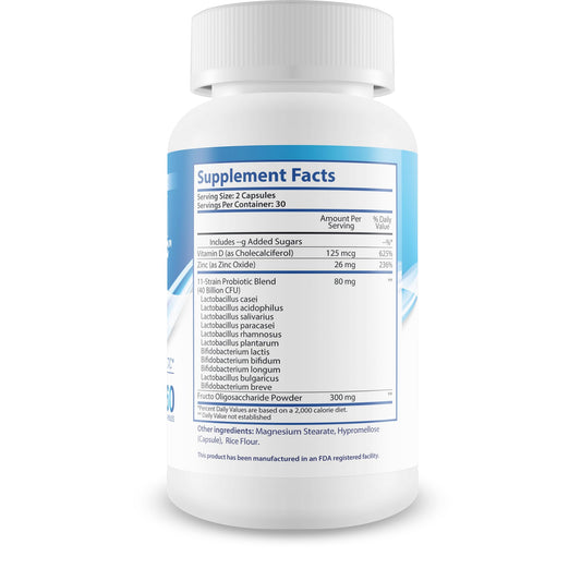 New Vibrations Nutrition Skin Probiotic Blue Antioxidant Method bottle side showing daily use