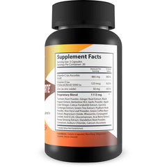New Vibrations Turmeric Forte Pro Max capsules close-up showing ginger and black pepper blend