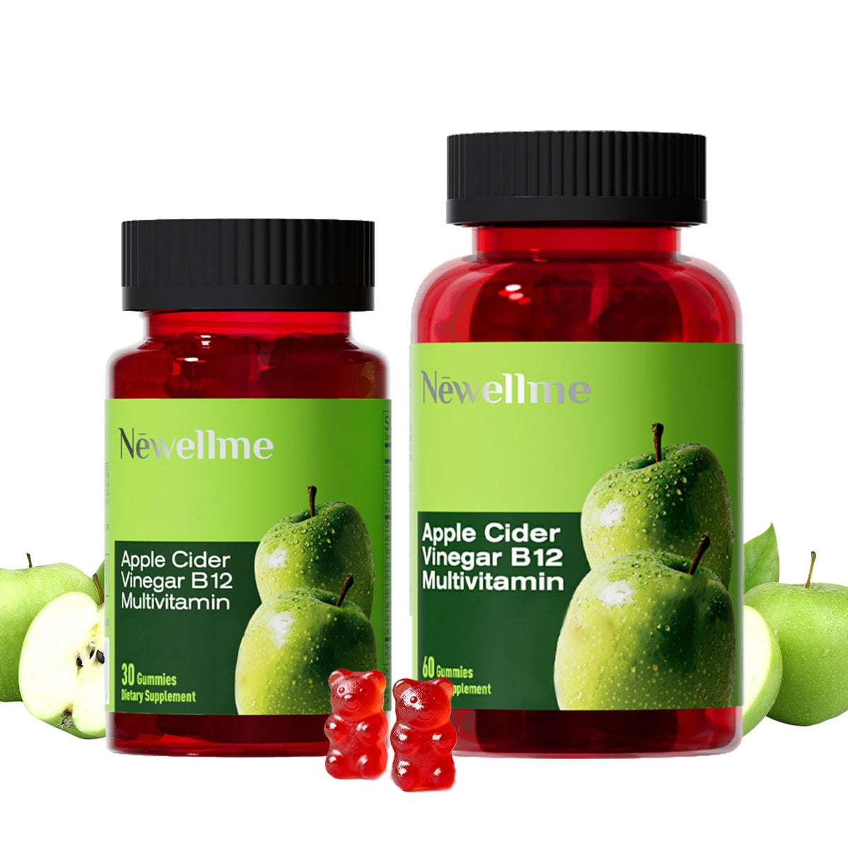 Newellme ACV Gummies apple flavor bottle for daily digestion and energy