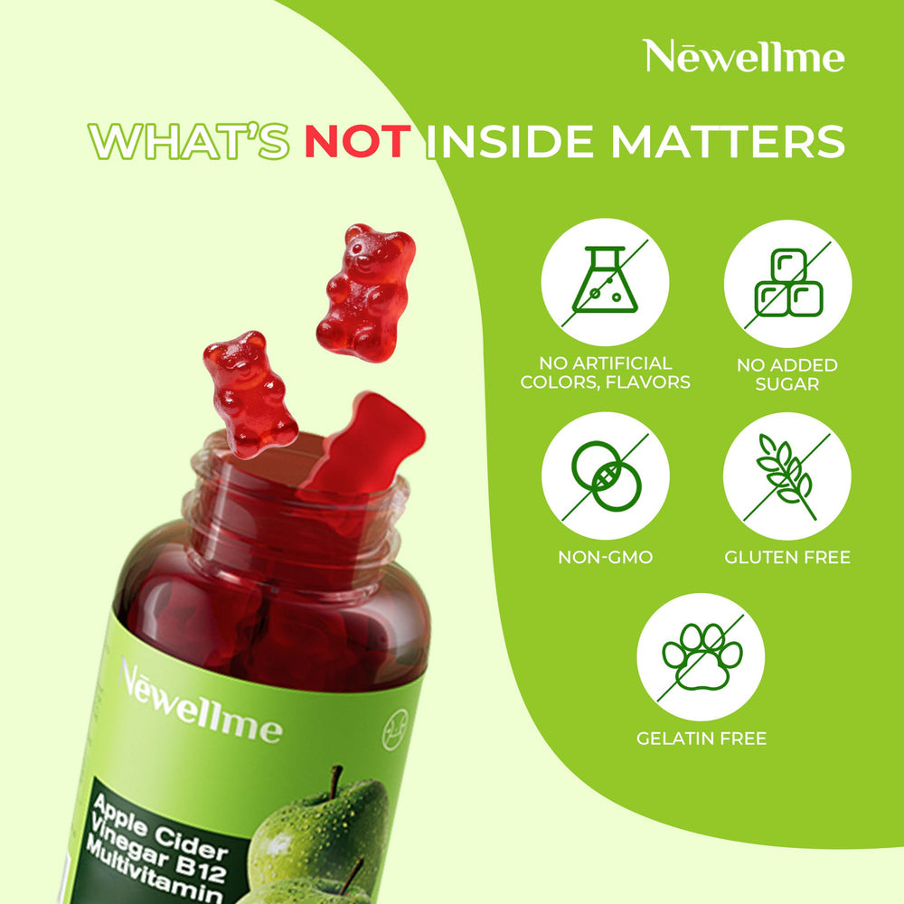 NEWELLME ACV Gummies with B12 for natural energy support.