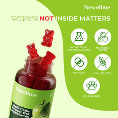 Newellme ACV Gummies texture close-up showcasing smooth, sugar-free bite