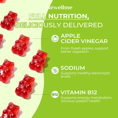 NEWELLME ACV Gummies vegan pectin formula shown for plant-based snack.
