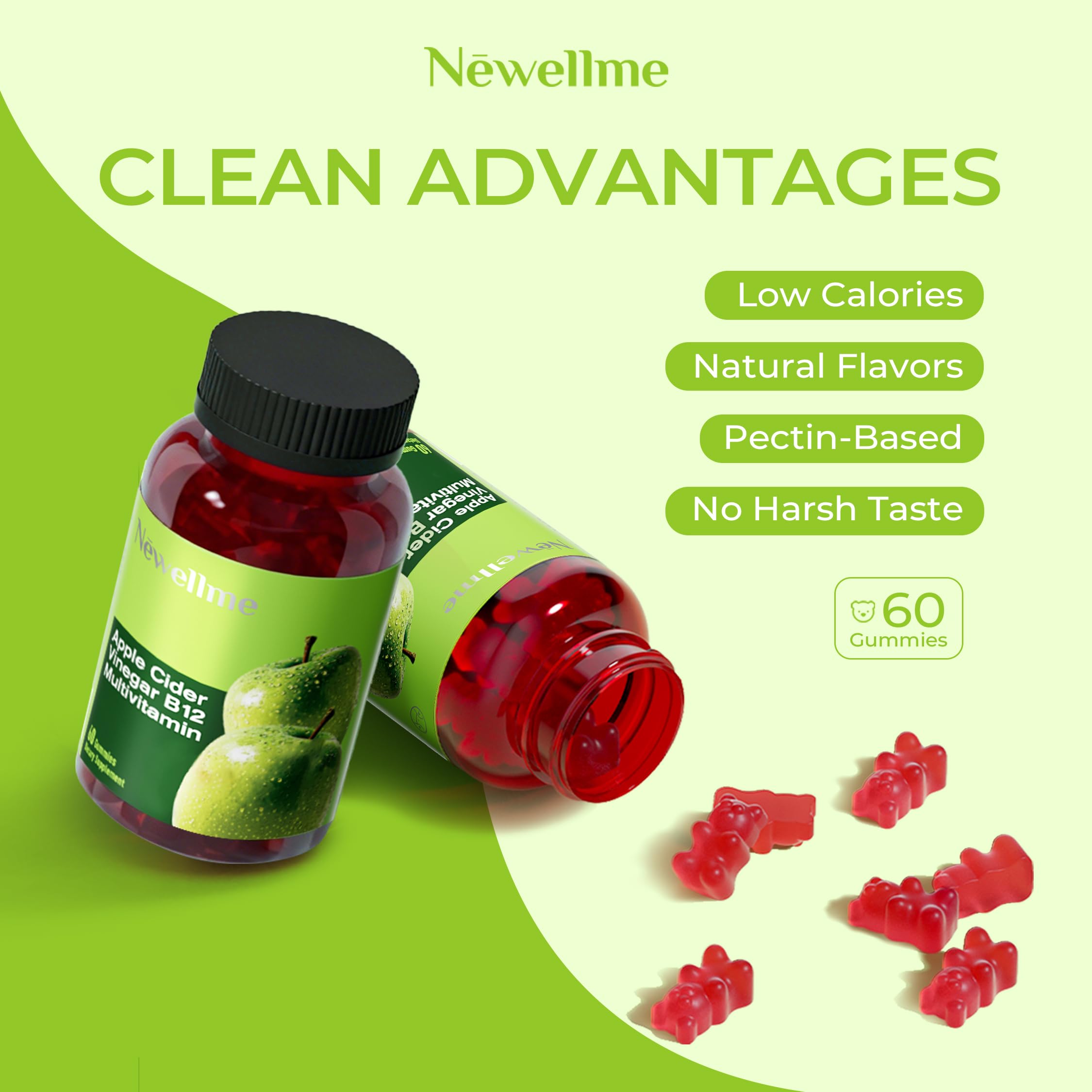 NEWELLME ACV Gummies with The Mother label indicates traditional fermentation.