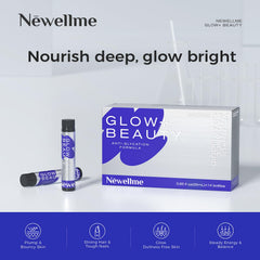 NEWELLME Glow+Beauty Drink closeup bottle highlighting smooth taste and clean ingredients