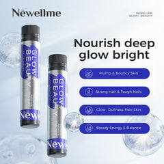 NEWELLME Glow+Beauty Drink glass served to showcase glow-ready hydration