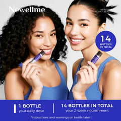 NEWELLME Glow+Beauty Drink being poured into a glass with dewy skin vibe