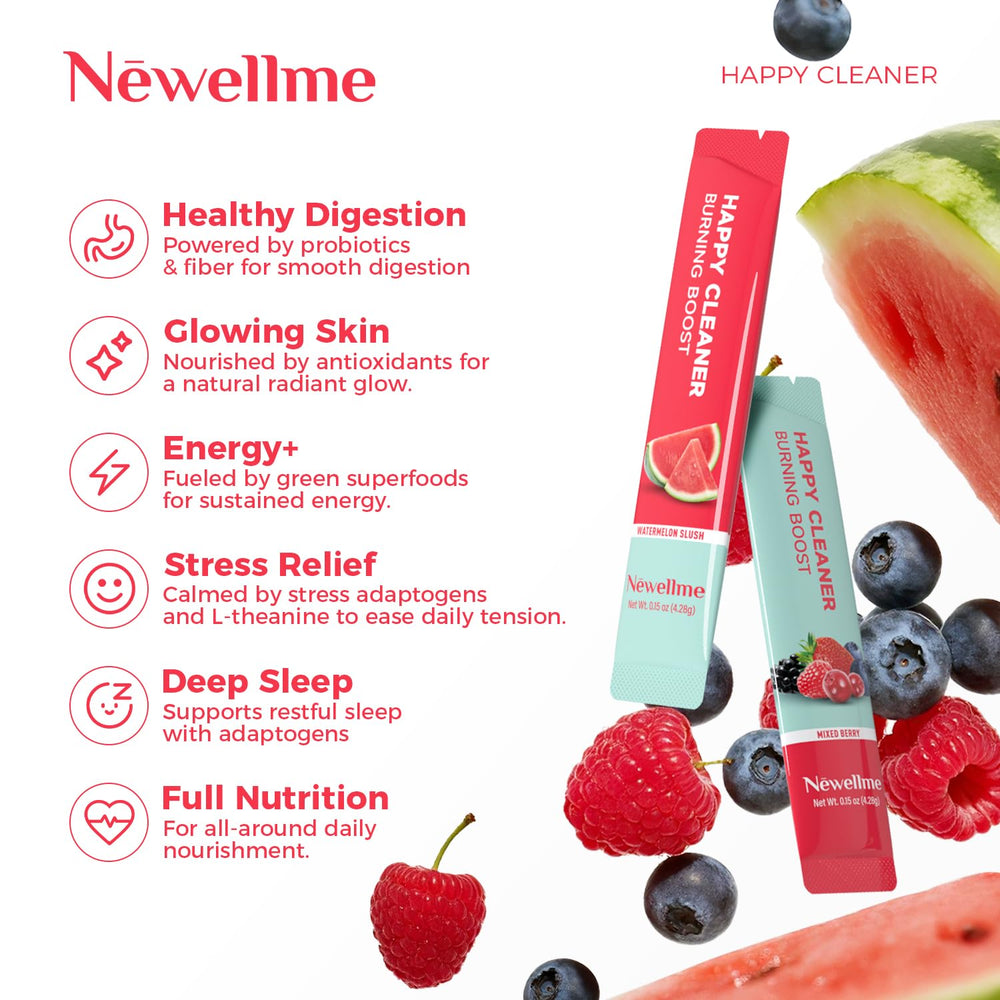 NewellMe ingredients icons illustrating prebiotics and probiotics blend