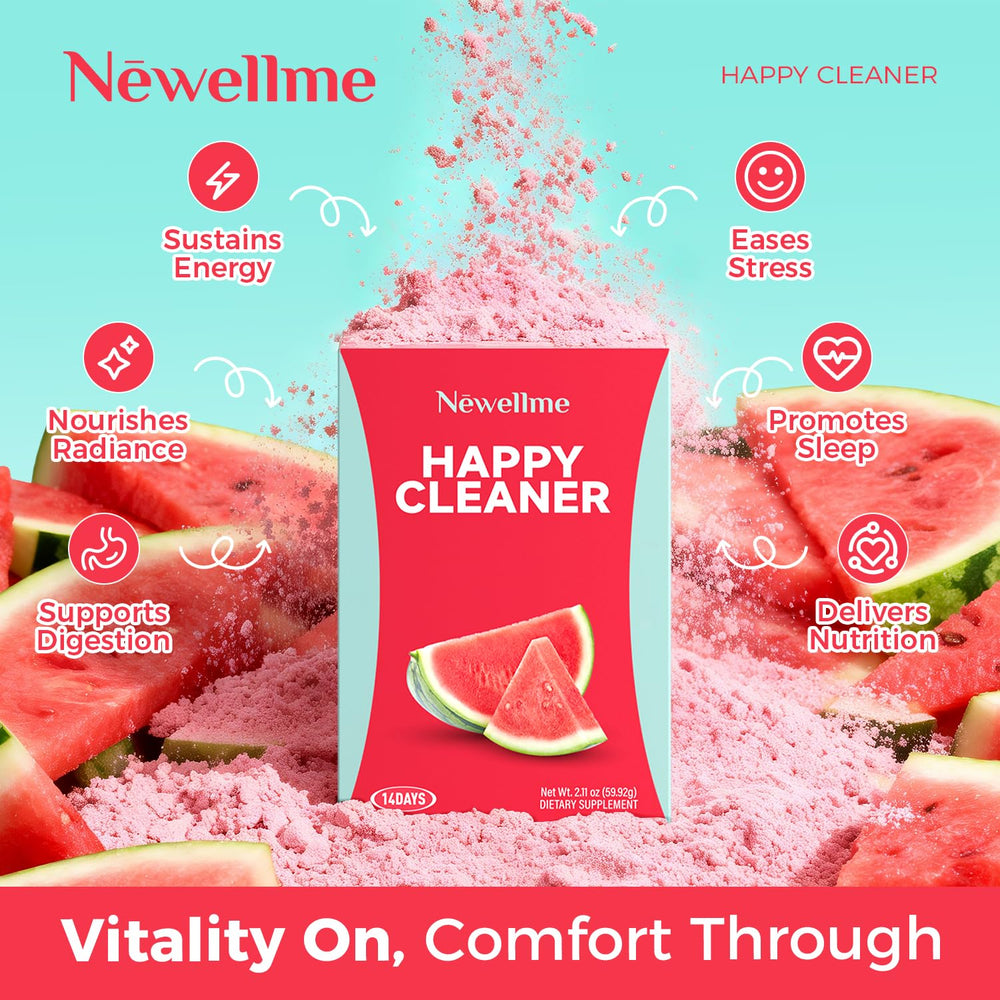 NEWELLME Happy Cleaner Powder smooth mix shown for easy daily use.