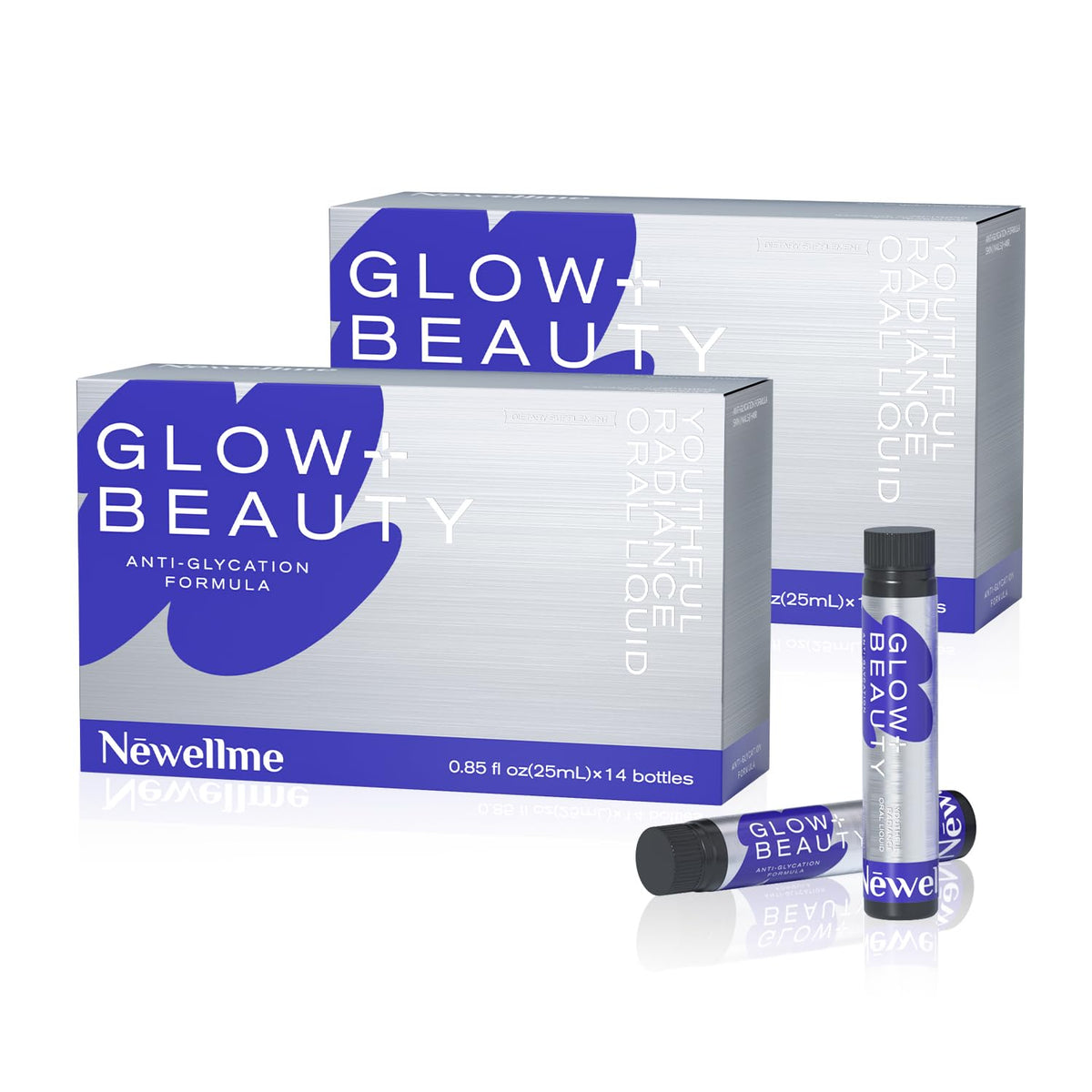 Newellme Liquid Collagen Shot bottle showing 18g collagen for daily beauty maintenance.