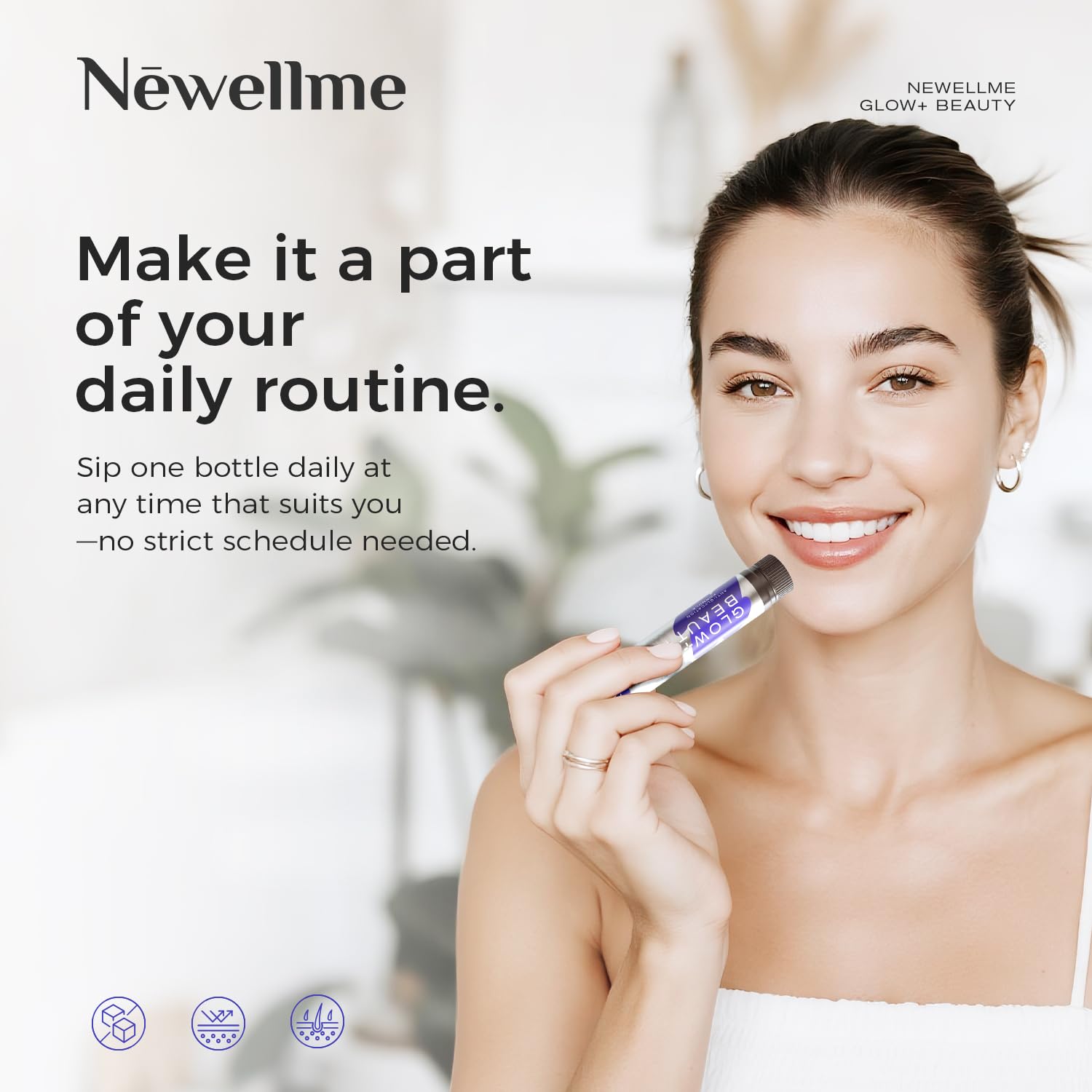 Newellme sugar-free label communicates low-calorie option for daily use.