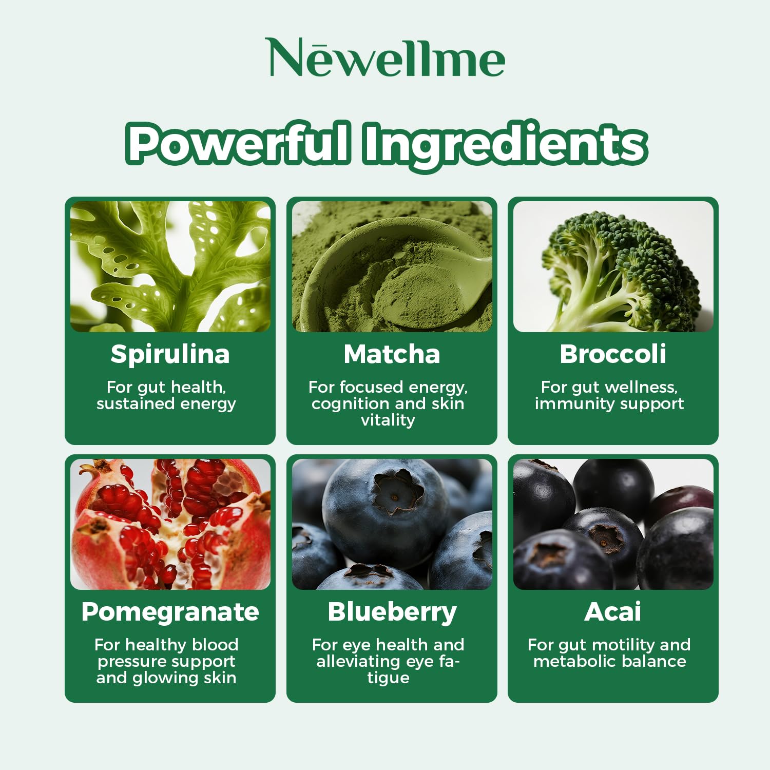 NewellMe Super Greens Gummies bottle side label, highlighting vitamins and minerals.