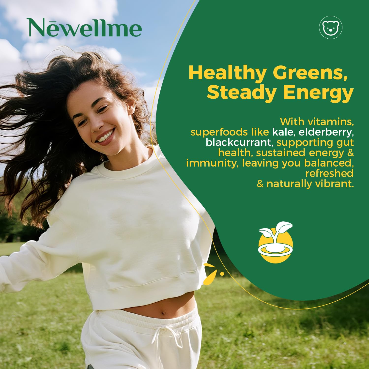 NewellMe Super Greens Gummies digestive balance in a tasty daily ritual.