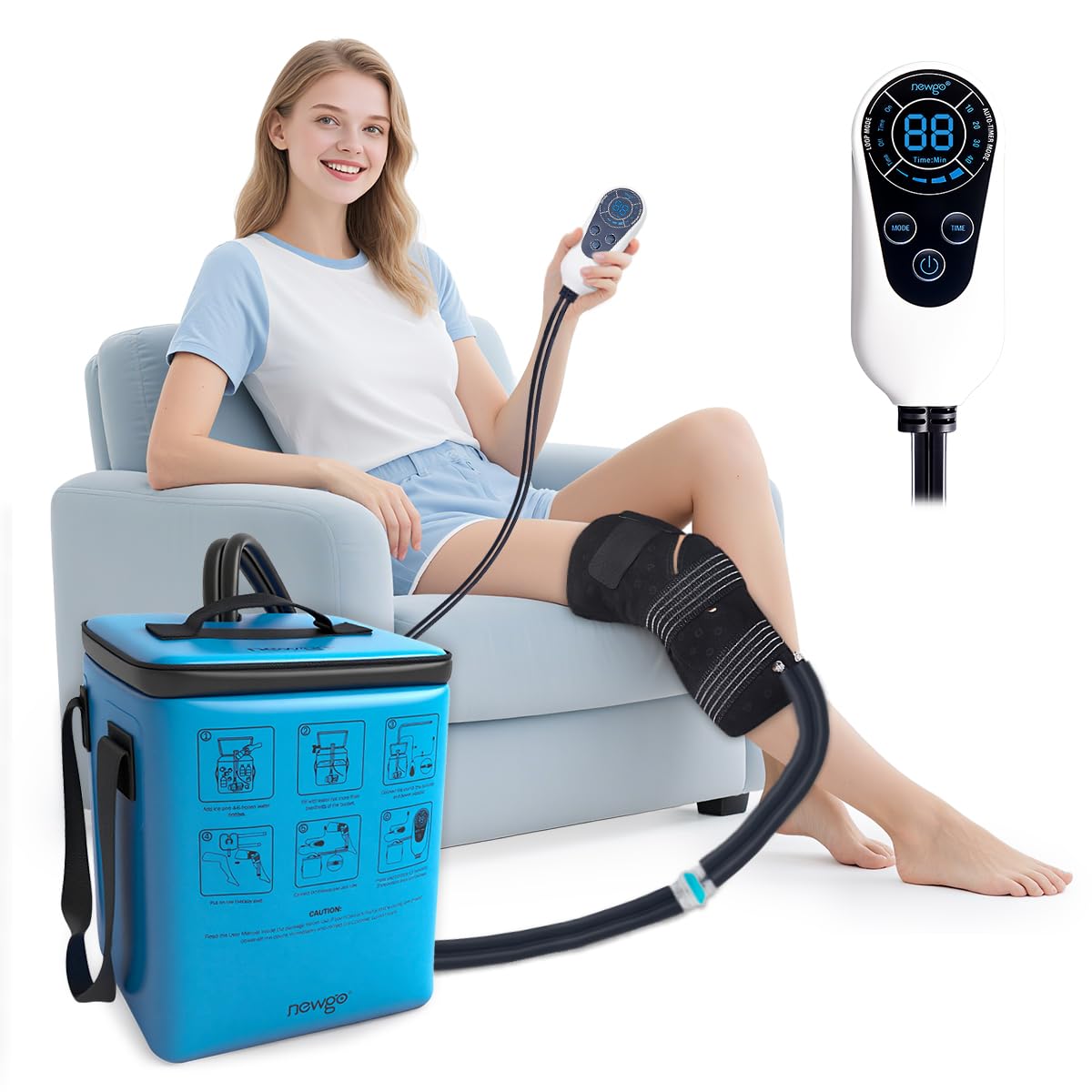 NEWGO cold therapy machine knee pad for targeted post-op relief and swelling control.