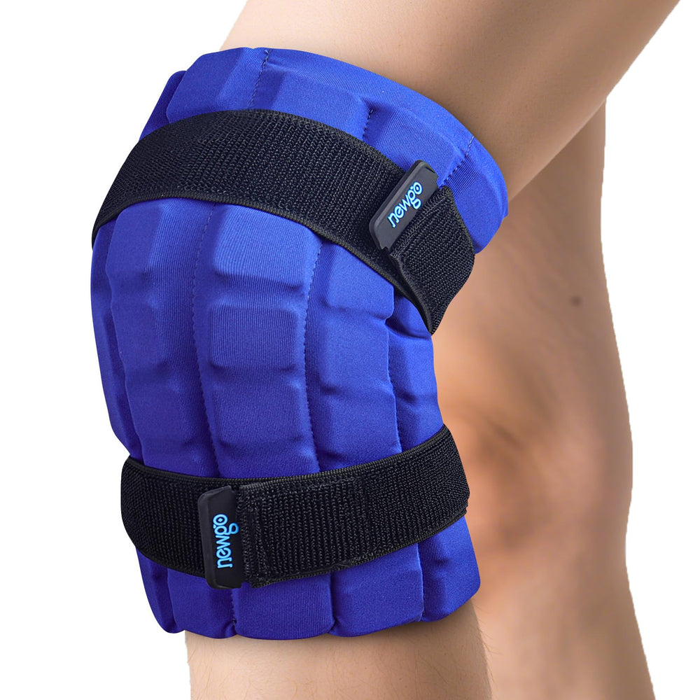 NEWGO knee ice pack cover showing targeted cooling for post-op swelling