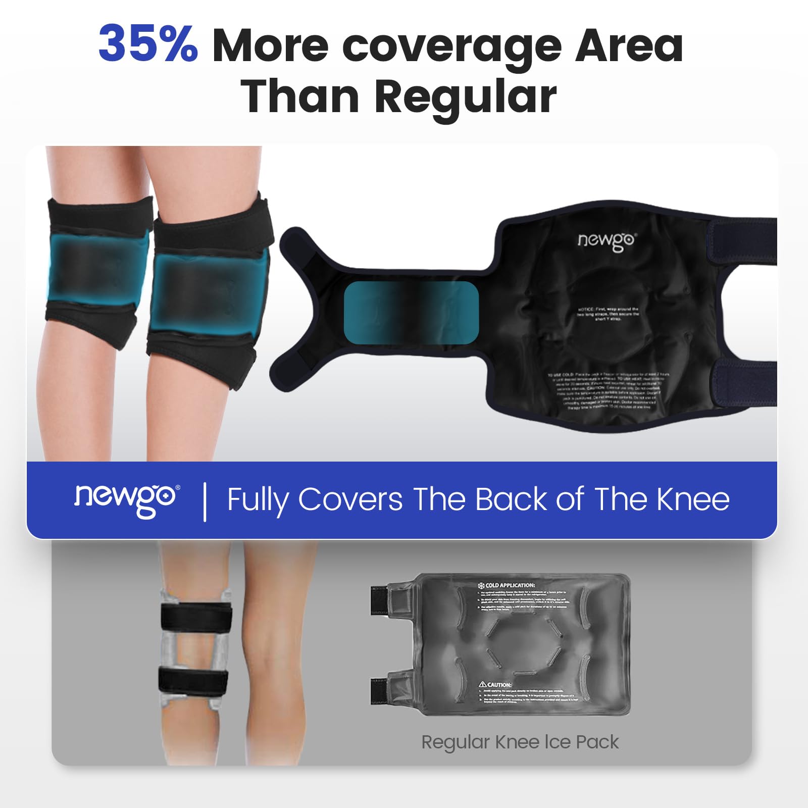 NewGo knee ice pack dual-sided fabric for comfortable cold or heat therapy
