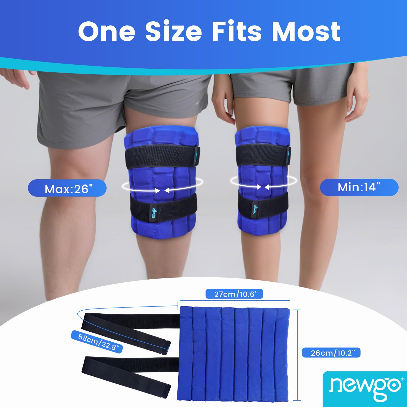 NEWGO knee ice pack in use, showcasing hands-free cooling during activity