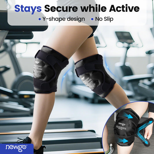 NewGo knee ice pack with Y-shaped design for secure fit during use