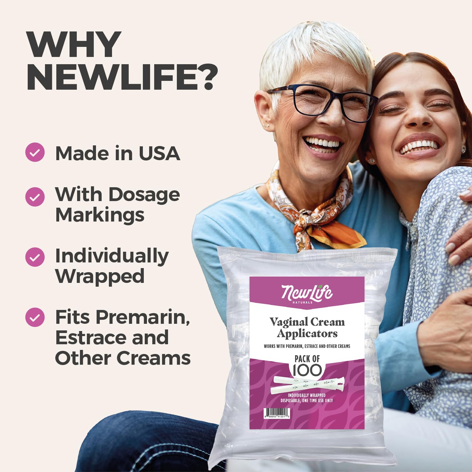 NewLife Naturals individually wrapped applicators ensure hygienic, convenient use.