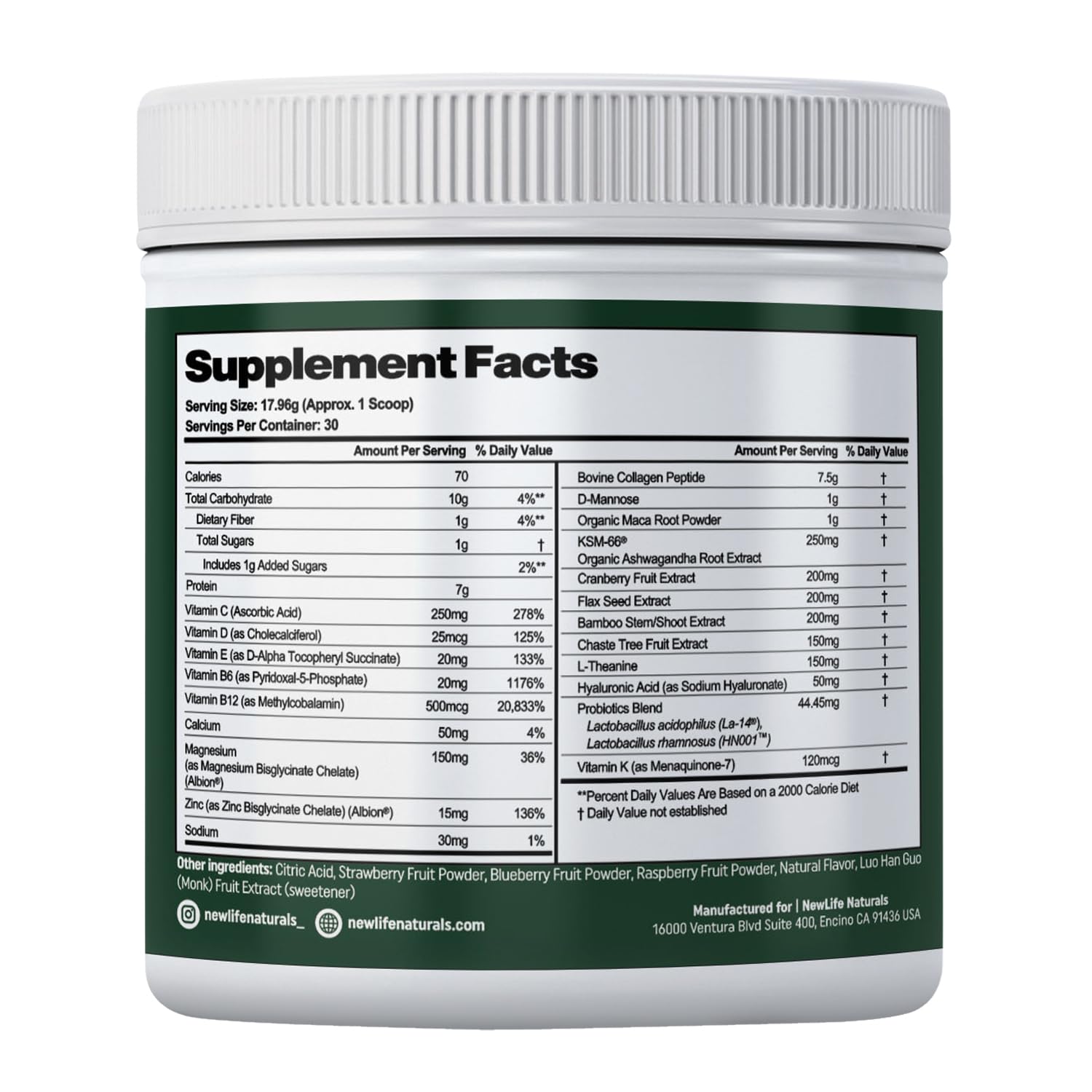 NewLife Naturals MenoBalance+ packaging and label details