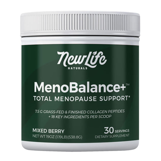 NewLife Naturals MenoBalance+ scoop and bottle for easy daily dose