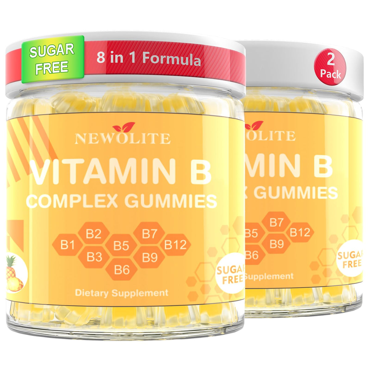 NEWOLITE B-Complex bottle pour showing easy daily wellness support