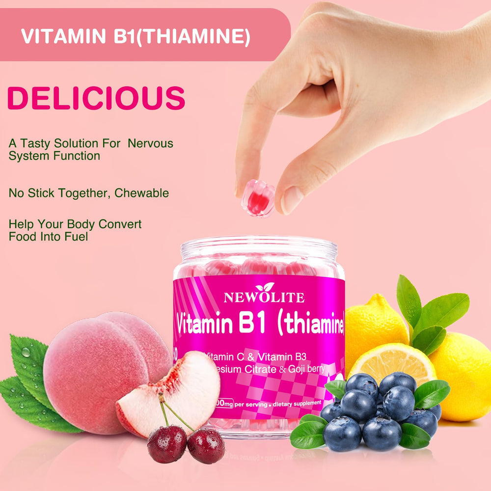 NEWOLITE B1 gummies for kids and adults promotes simple daily support.