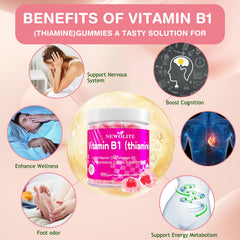 NEWOLITE B1 peach flavor gummies scene highlights tasty, sugar-free wellness option.