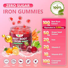 NEWOLITE Beet Root Gummies bottle closeup highlighting vegan sugar-free formula.