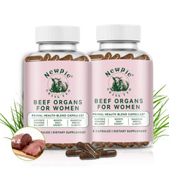 Newpie Beef Organs for Women bottle front for daily vitality support.