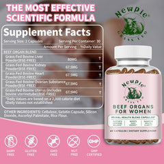 Newpie Beef Organs for Women capsules dosed to fit daily routines.