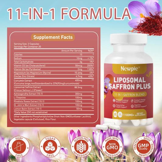 Newpie Saffron Supplements capsules closeup for easy daily intake.