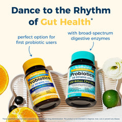 NewRhythm Probiotics shelf-stable label indicating no refrigeration required