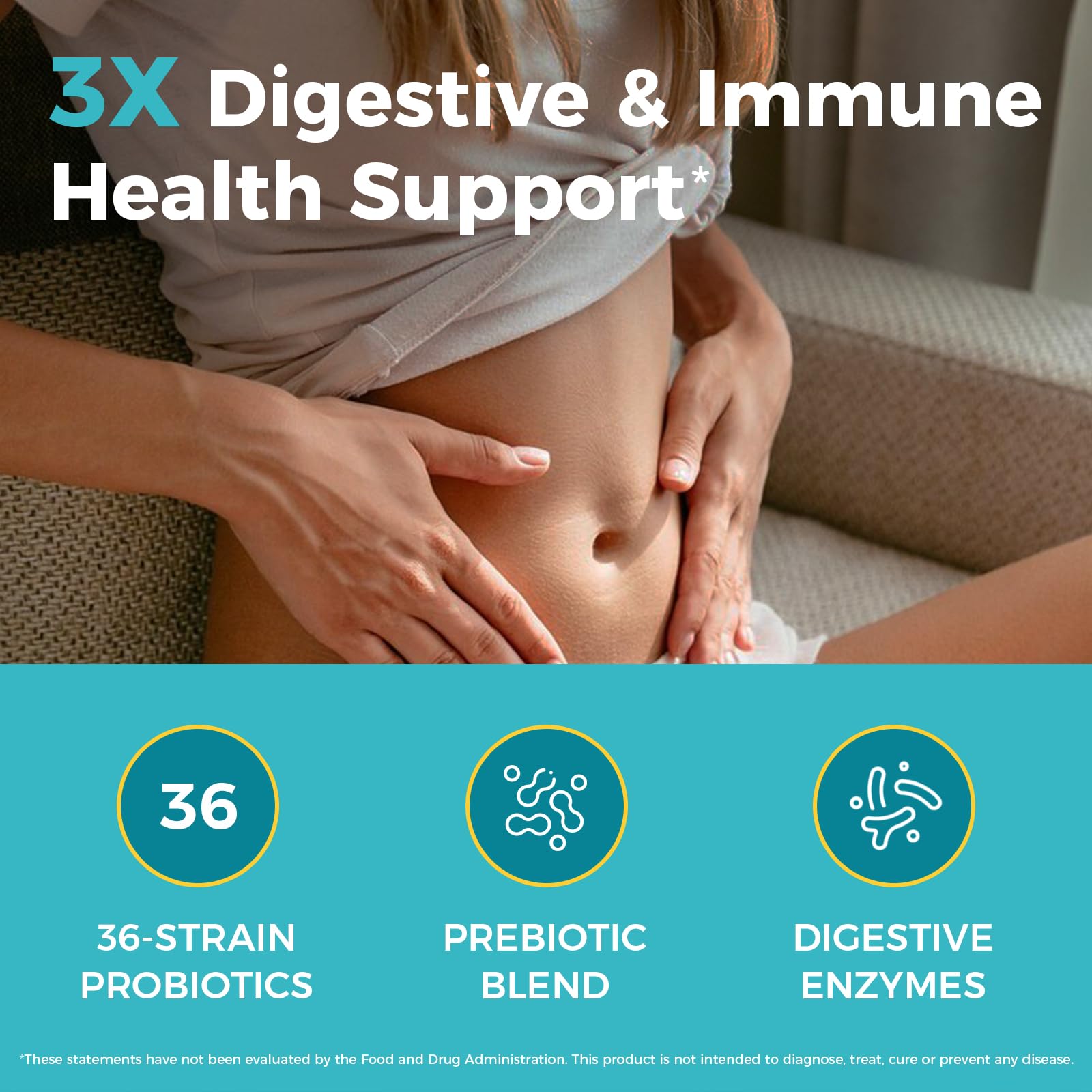 Targeted release technology on NewRhythm Probiotics packaging to reach intestines.