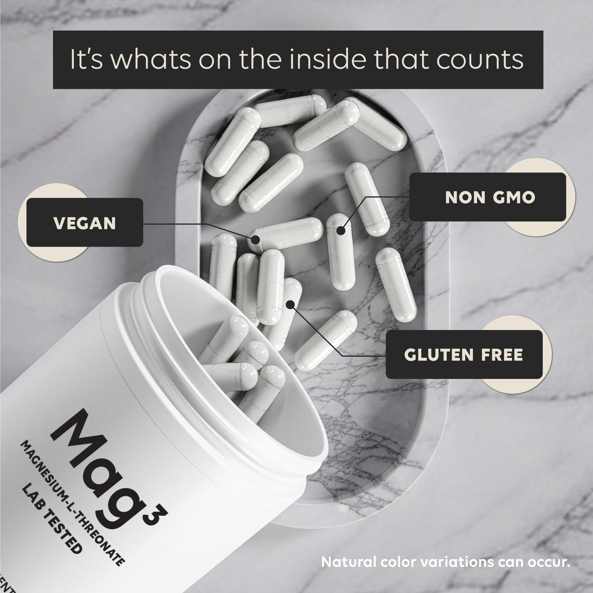 Newt Mag3 label detail showing quality marks and tested ingredients