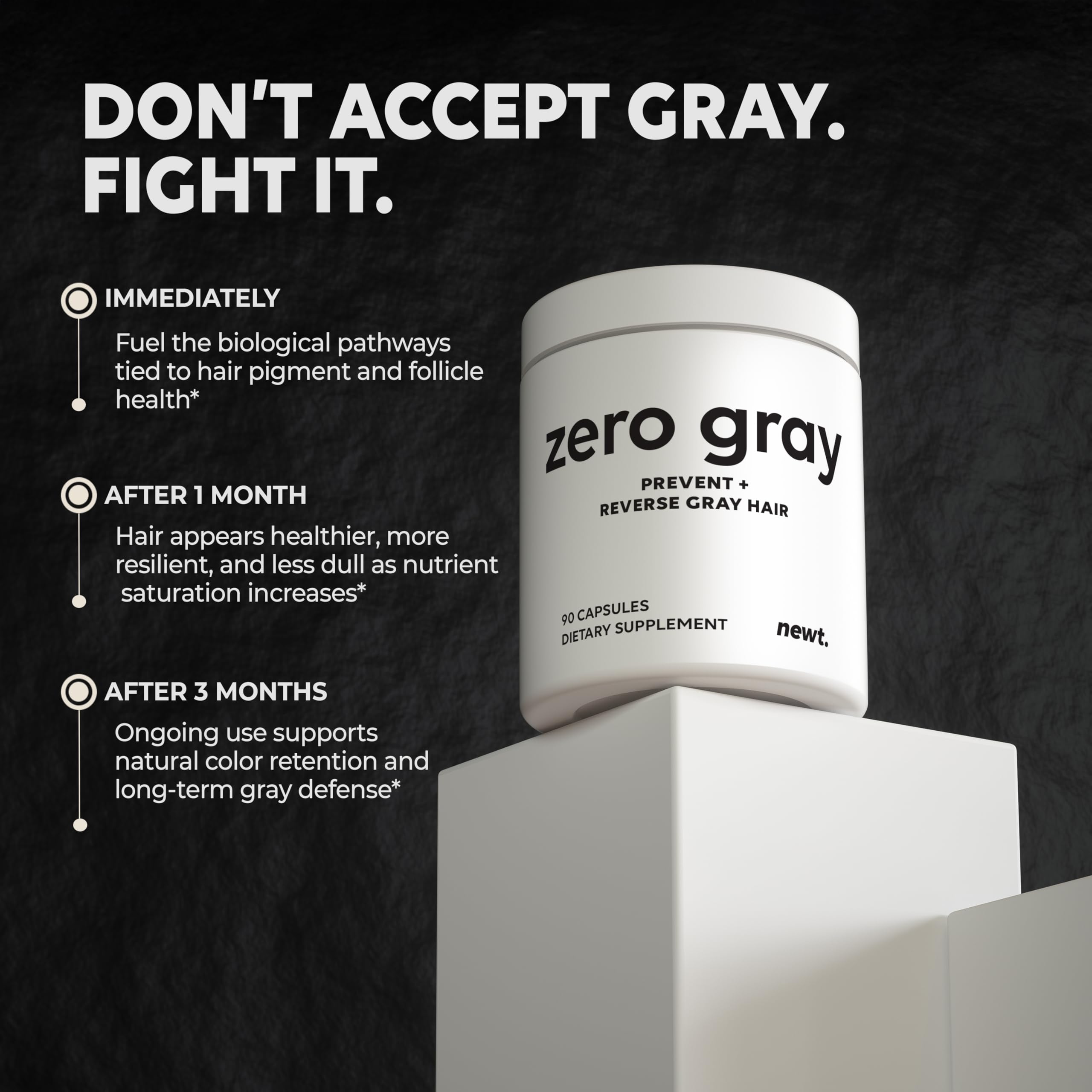 Newt ZERO GRAY bottle back view reveals key supplement details and ingredients.