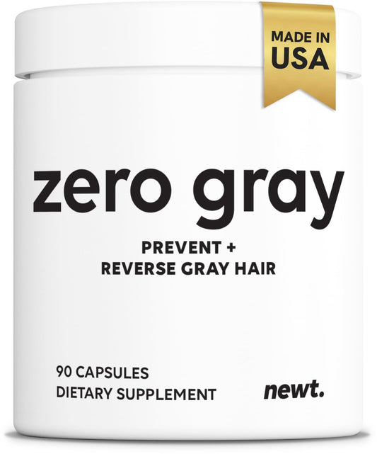 Newt ZERO GRAY bottle front view shows easy daily capsule format for color support.