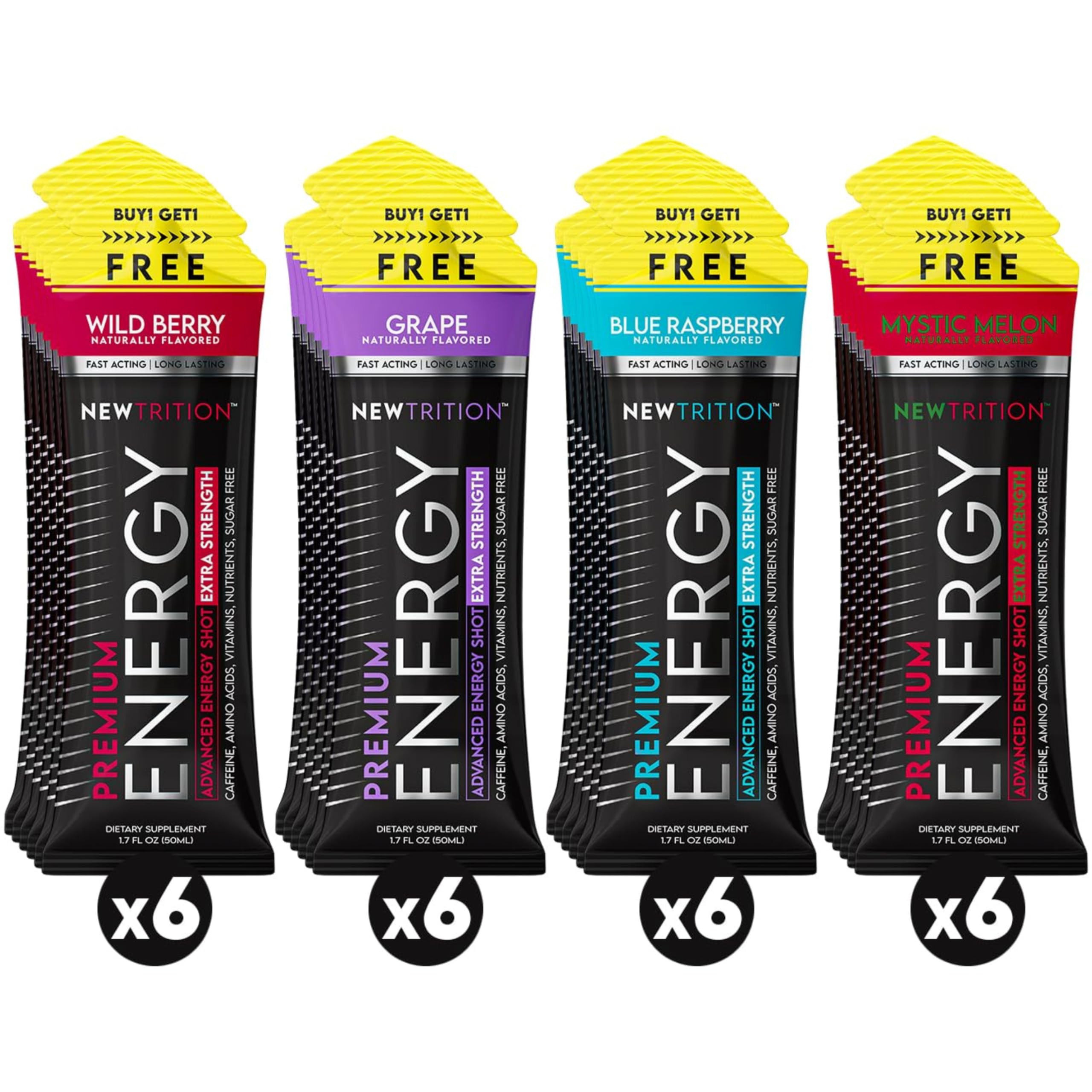 NewTrition Extra Strength Energy Shot Blue Raspberry for quick focus and on-the-go energy