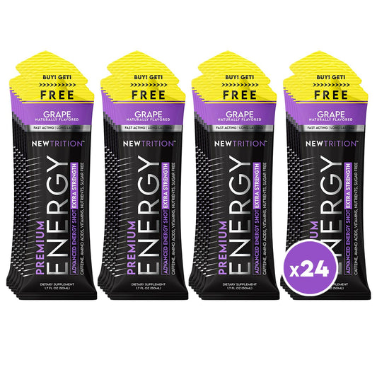 NewTrition grape energy shot bottle front view for quick focus on the go