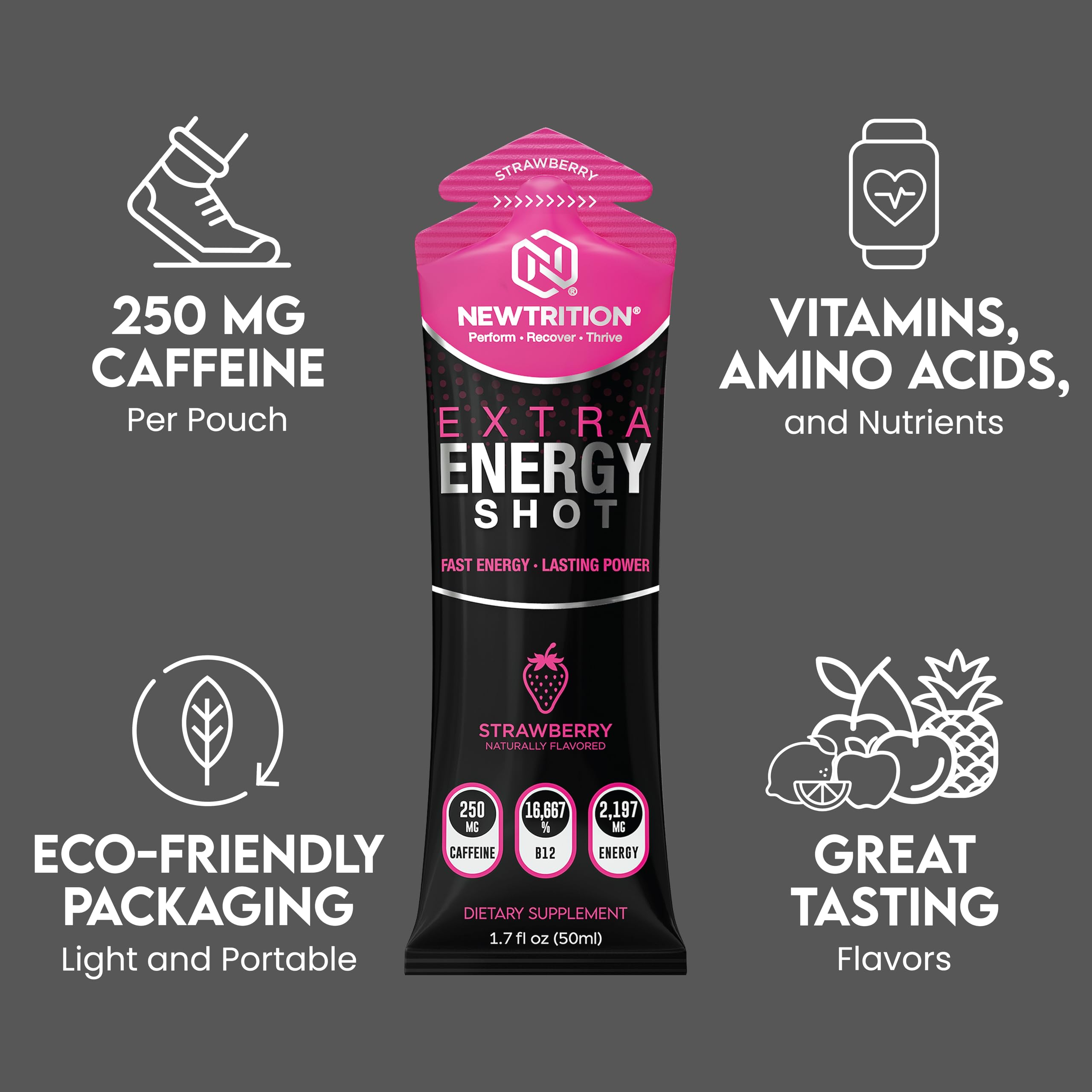 NewTrition Extra Strength Energy Shot grape bottle provides fast alertness with zero calories