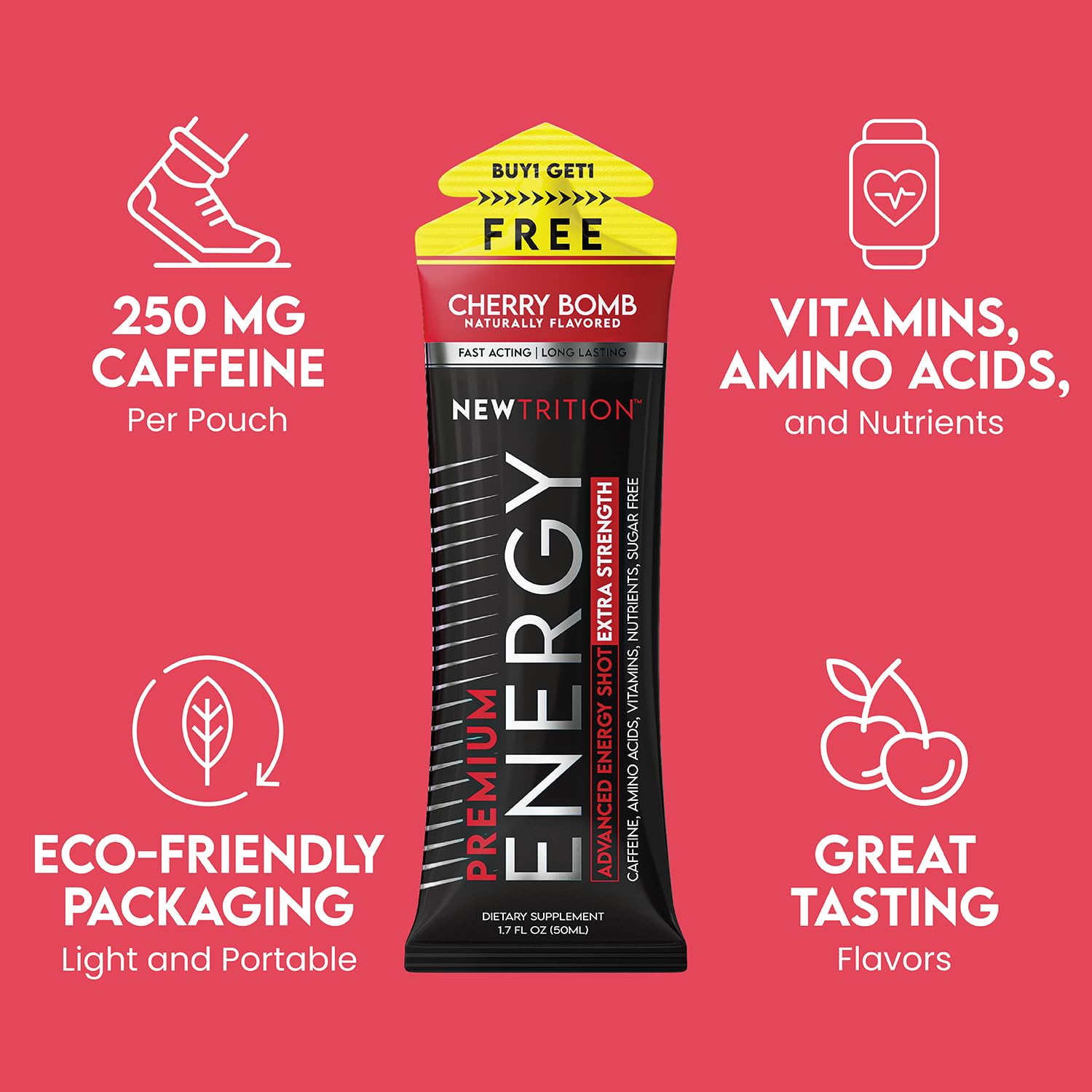 NewTrition Energy Shot label-details highlight caffeine and B vitamins for alertness