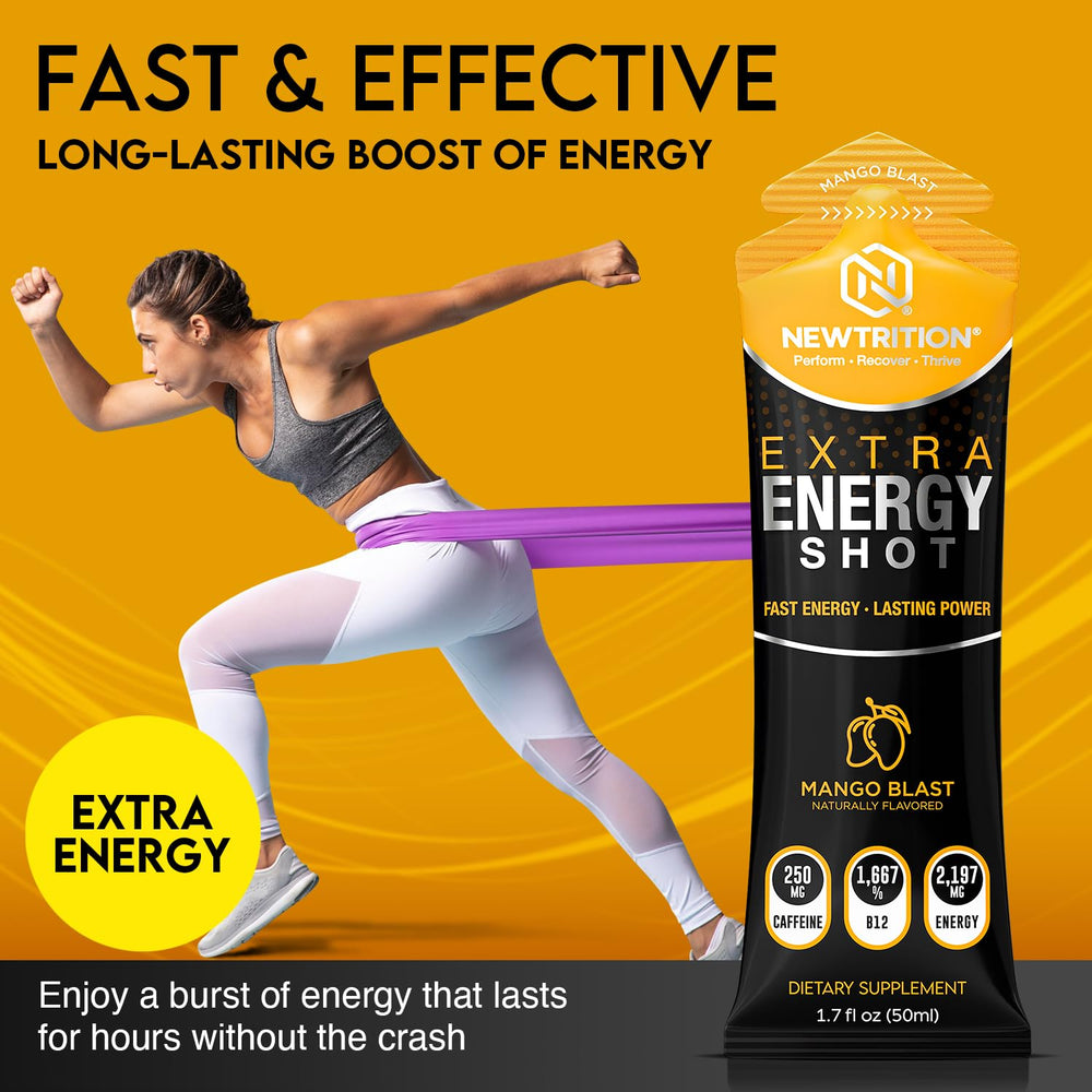 NewTrition Extra Strength Energy Shot mystic melon bottle offers steady energy for long study sessions