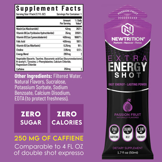 NewTrition Extra Strength Energy Shot wild berry bottle delivers a clean energy boost for workouts