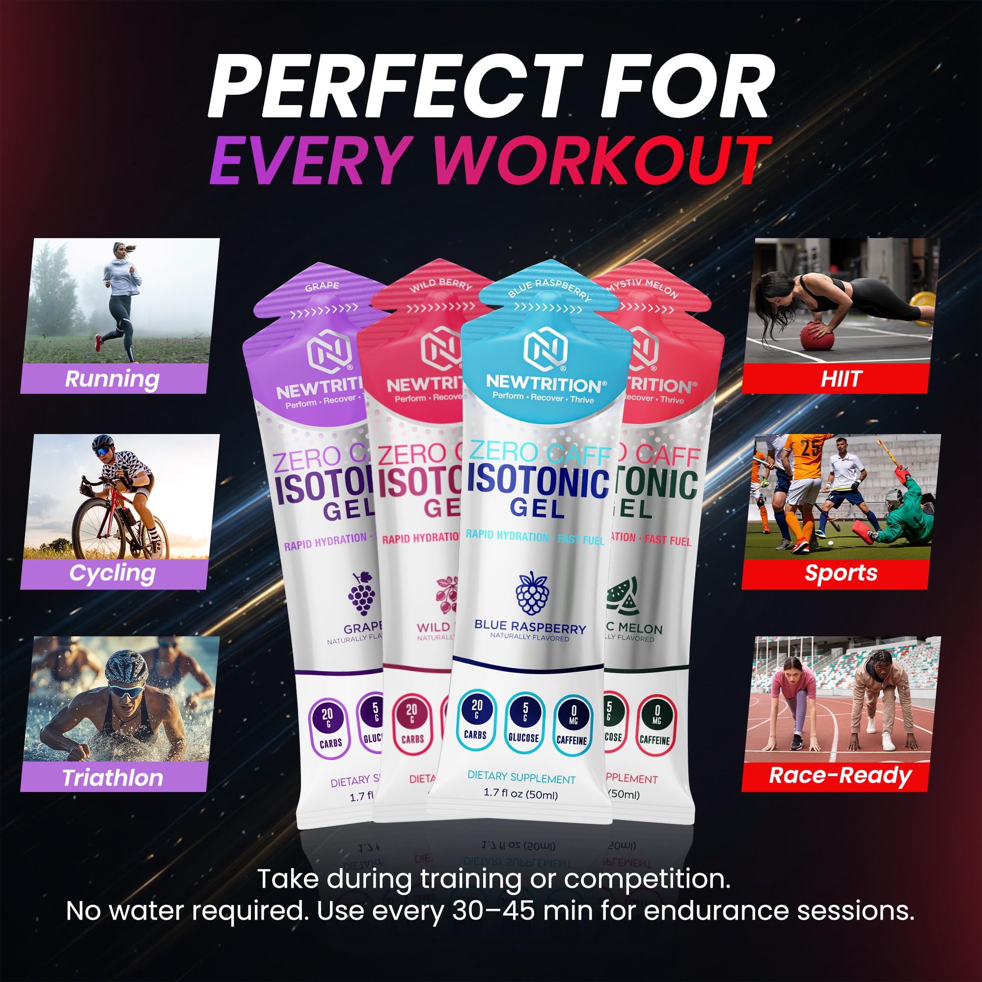 NewTrition isotonic energy gel blue raspberry variety pack for flavor variety