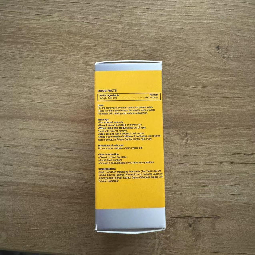 NewX wart remover compact-size display highlighting travel-friendly bottle.