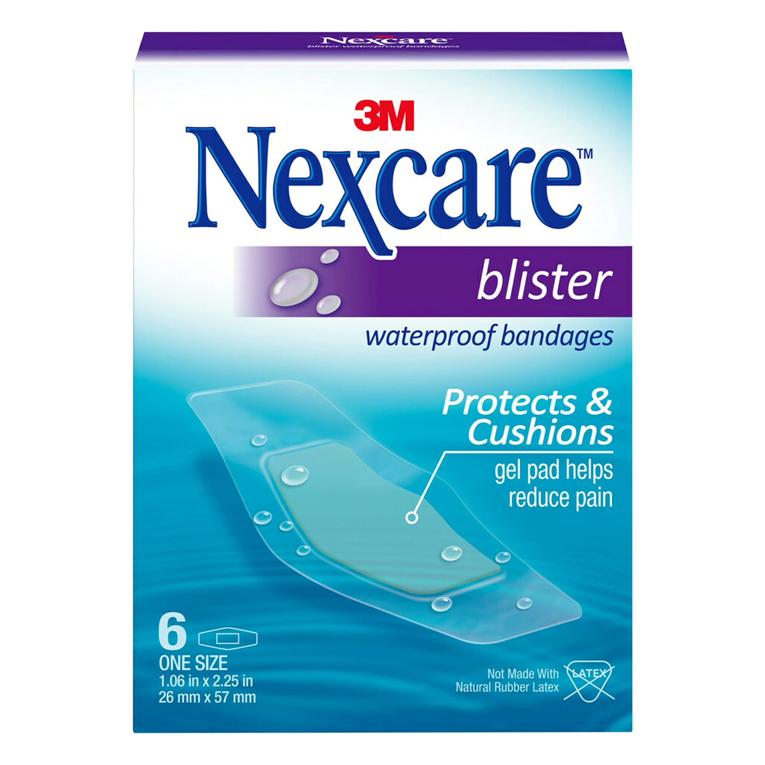 Nexcare blister waterproof bandage with gel pad cushions damp skin