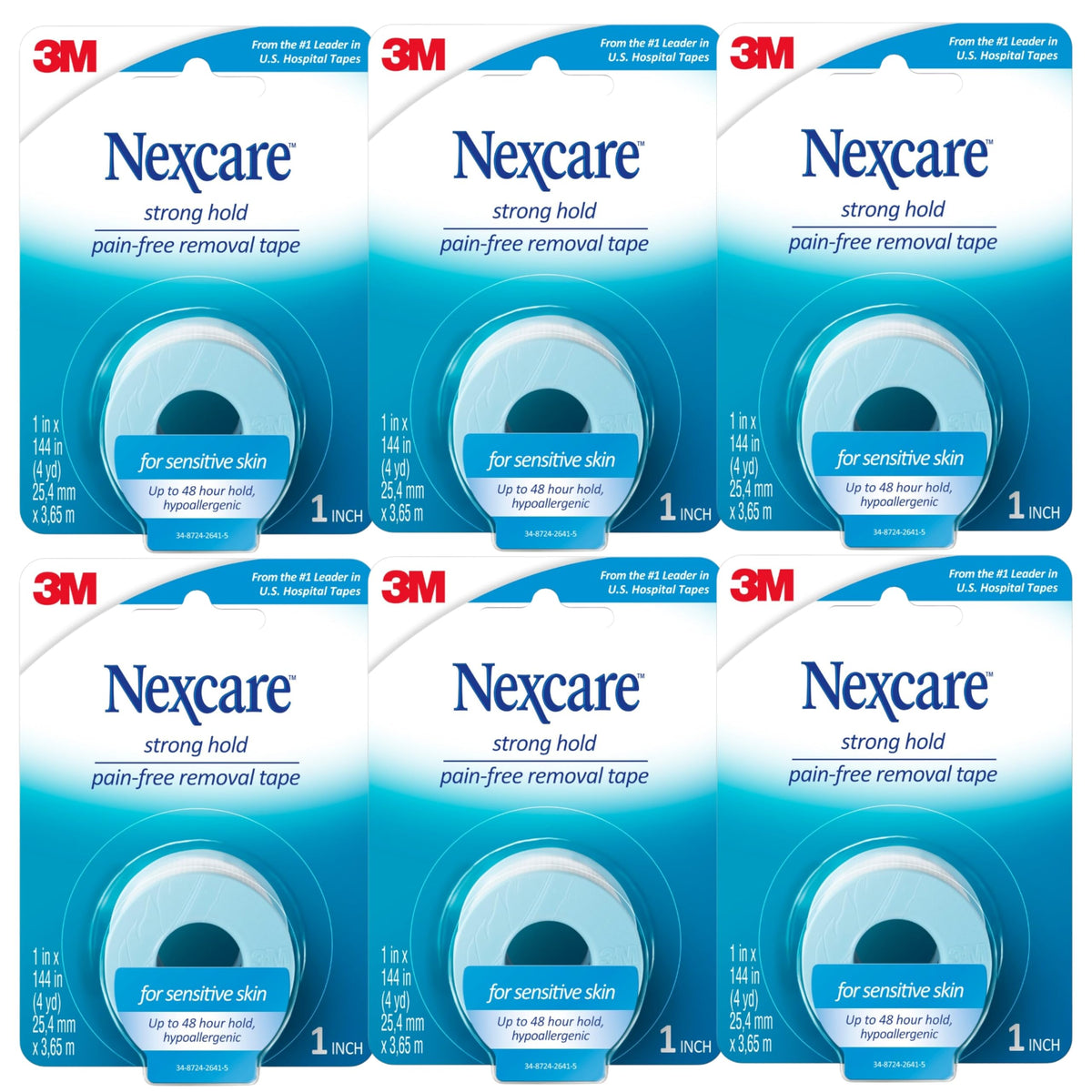 Nexcare Sensitive Skin Low Trauma Tape pack showing gentle adhesion for delicate skin