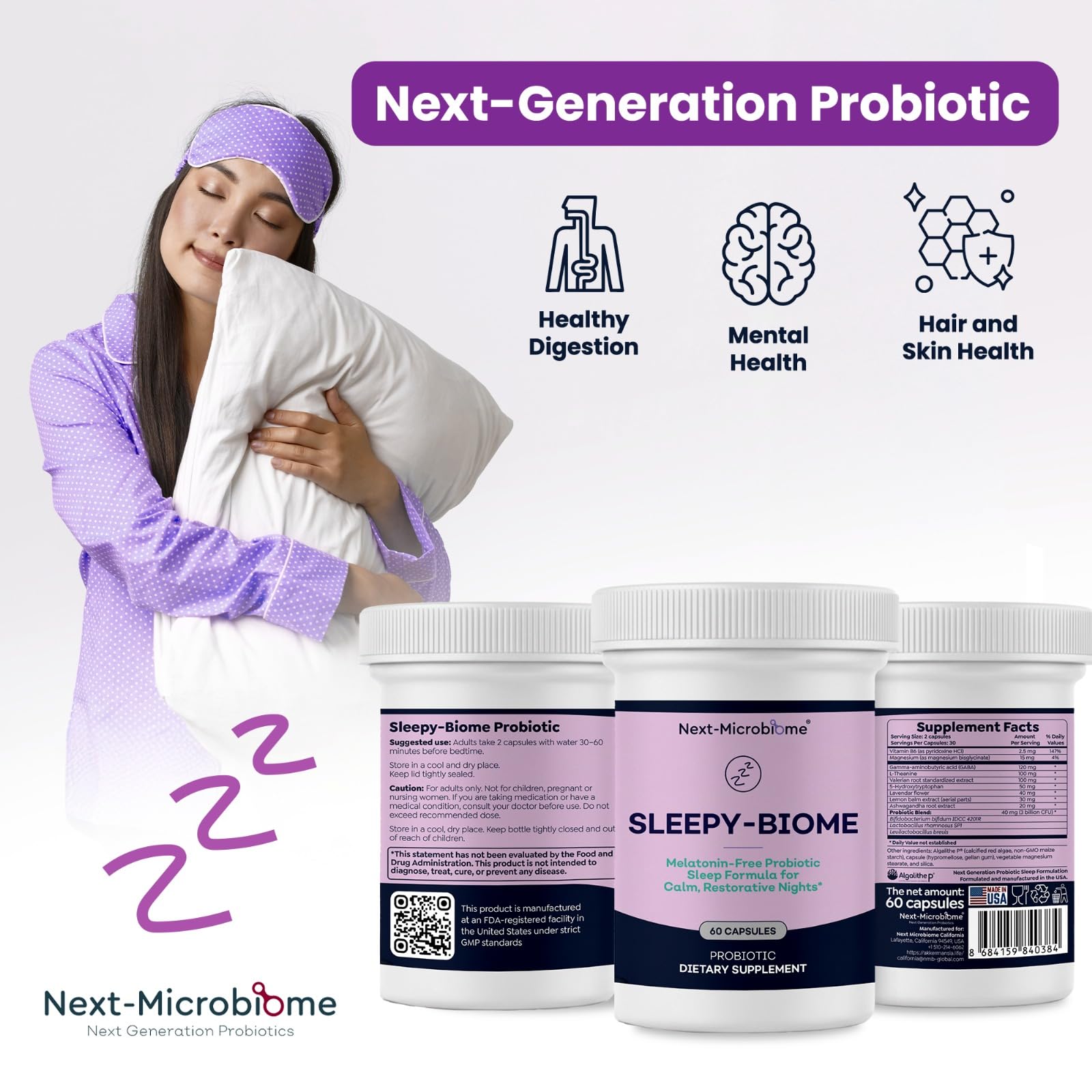 Sleepy-Biome ingredients banner featuring valerian and lavender